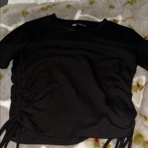 Zara Black Ruched T-shirt